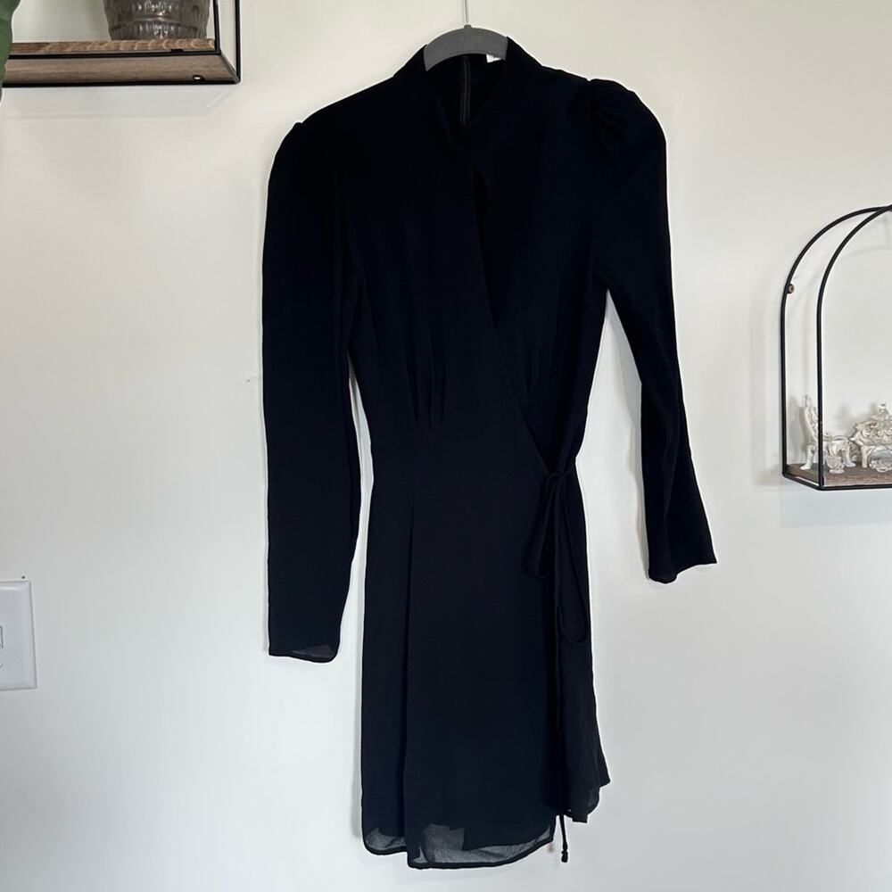 Reformation‎ Black Cut Out Mini Wrap Dress Size Small